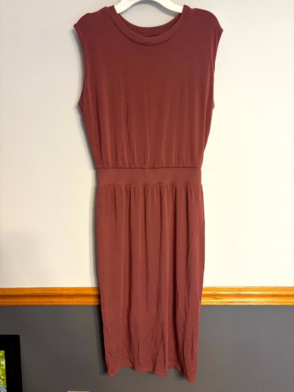 ATHLETA Womens Sz XS Maxi Scoop Dress Dusty Rose Neutral Minimalist Athleisure